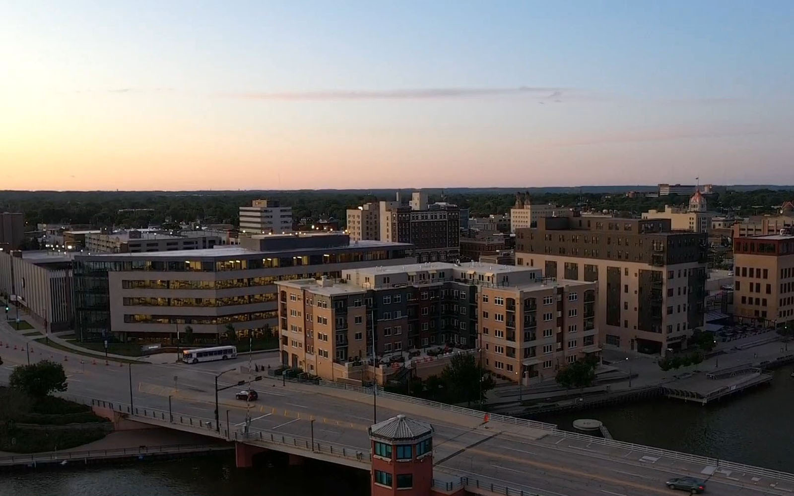 Aerial view of downtown Green Bay