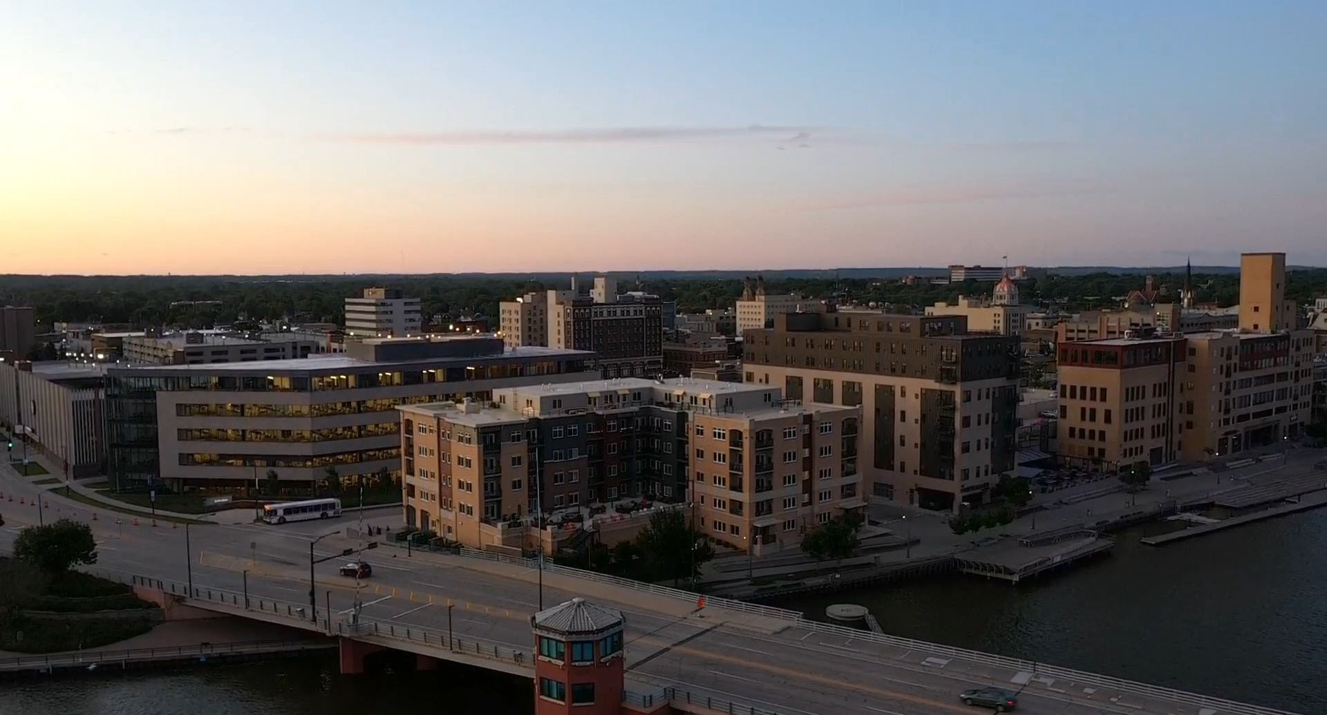 Aerial view of downtown Green Bay
