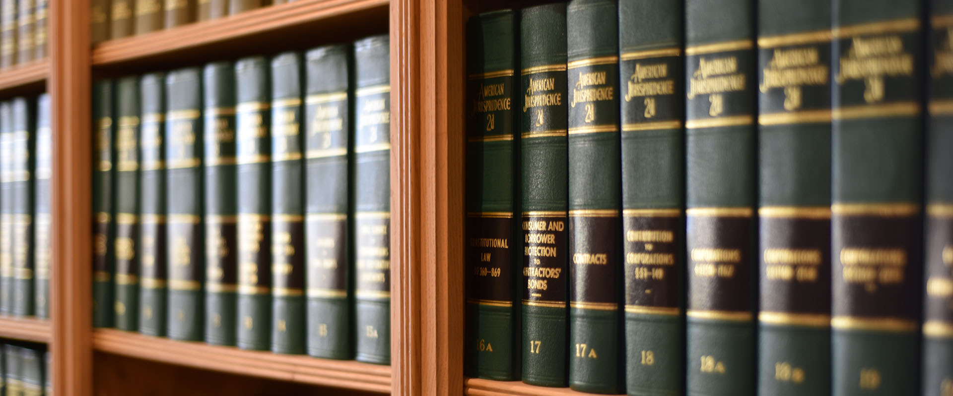 Law books on a bookshelf